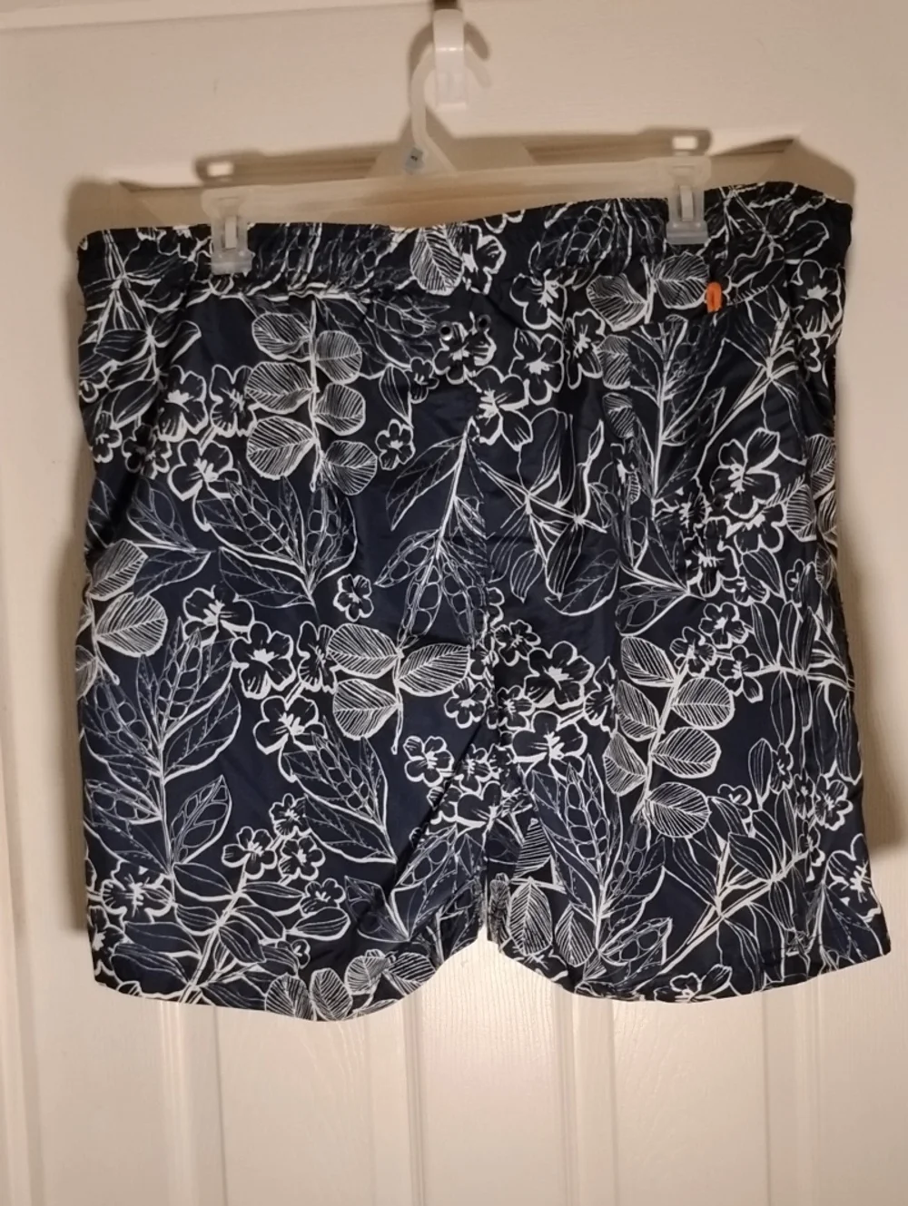 Swim Trunks Navy Tropical Lands' End Men's Lined